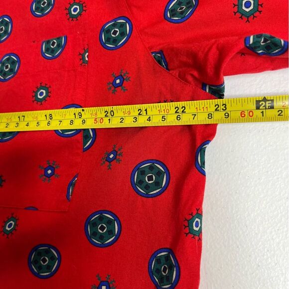 Vintage Essential Elements Red Geometric Button Front Long Sleeve Shirt Women 16 - Picture 8 of 12